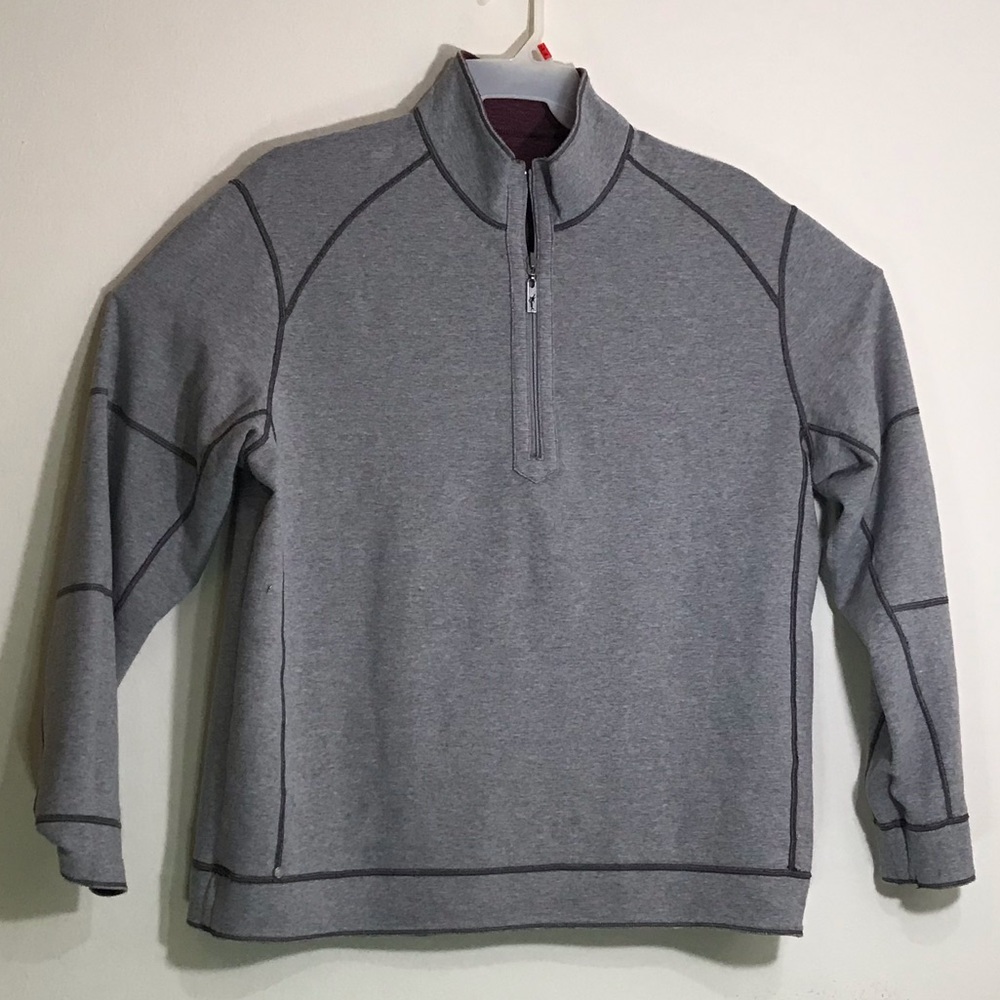 ‼️SOLD‼️ TOMMY BAHAMA Men’s Maroon Gray Pullover - Picture 5 of 8